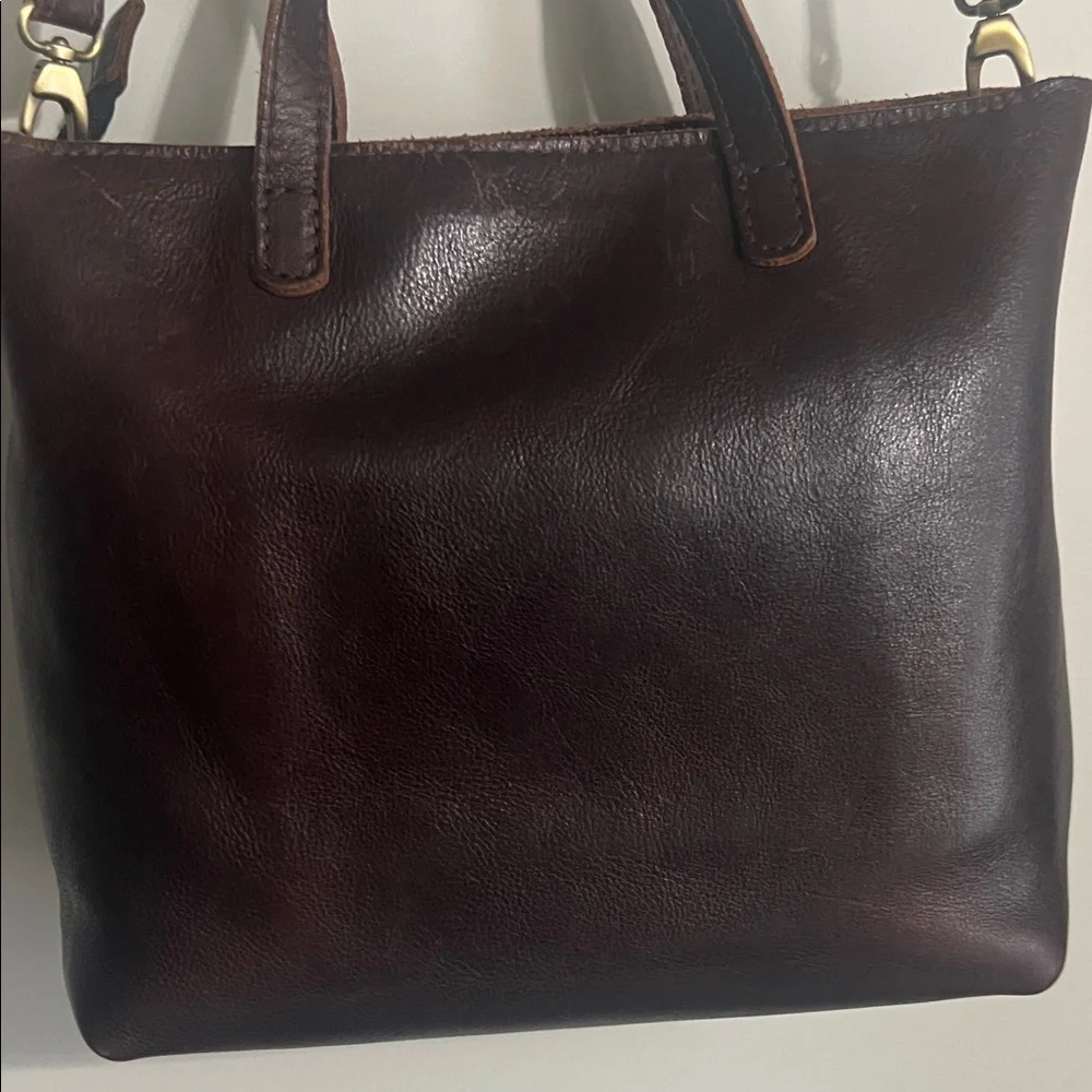 Portland Leather Dark Brown Leather Tote with Crossbody Strap, size Medium - Picture 4 of 9